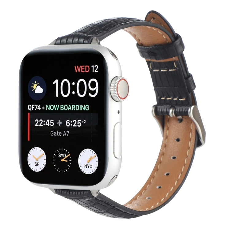 Cinturino sottile in pelle di coccodrillo, For Apple Watch Series 4 44mm, For Apple Watch Series 4 40mm, For Apple Watch Series 3 38mm