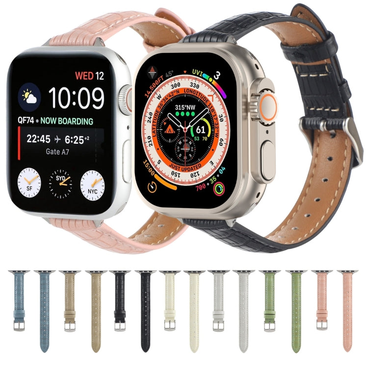 Cinturino sottile in pelle di coccodrillo, For Apple Watch Series 4 44mm, For Apple Watch Series 4 40mm, For Apple Watch Series 3 38mm