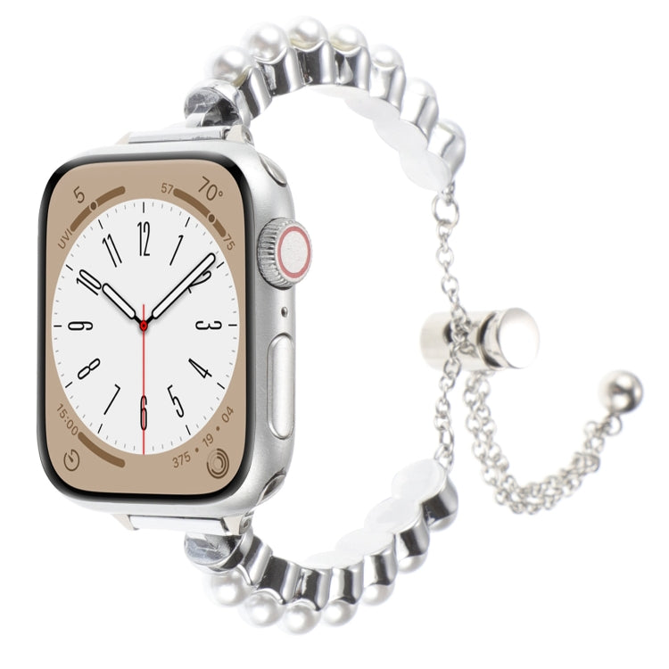 Cinturino per orologio in metallo con bracciale di perle, For Apple Watch SE 2023 44mm, For Apple Watch SE 2023 40mm, For Apple Watch Ultra 2 49mm, For Apple Watch Series 9 45mm, For Apple Watch Series 9 41mm, For Apple Watch Ultra 49mm
