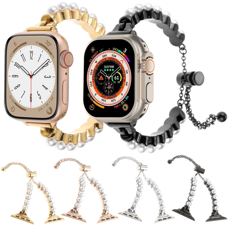 Cinturino per orologio in metallo con bracciale di perle, For Apple Watch SE 2023 44mm, For Apple Watch SE 2023 40mm, For Apple Watch Ultra 2 49mm, For Apple Watch Series 9 45mm, For Apple Watch Series 9 41mm, For Apple Watch Ultra 49mm
