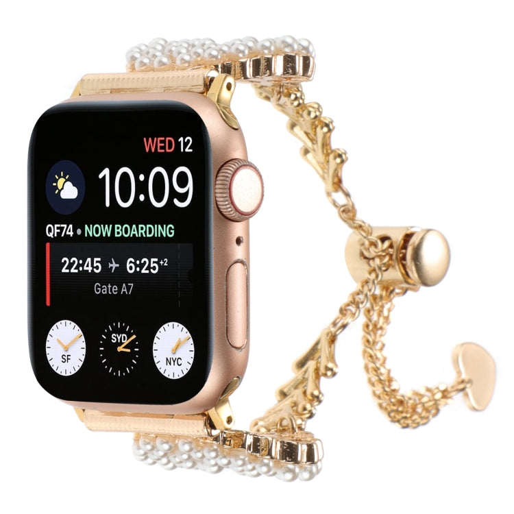 Cinturino per orologio in metallo con catena in lega di zinco rotonda perlata, For Apple Watch 42mm, For Apple Watch 38mm