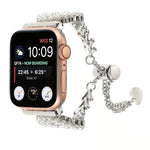 Cinturino per orologio in metallo con catena in lega di zinco rotonda perlata, For Apple Watch 42mm, For Apple Watch 38mm
