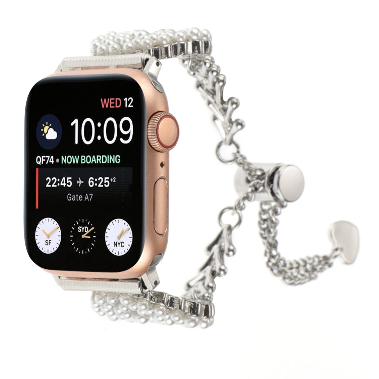 Cinturino per orologio in metallo con catena in lega di zinco rotonda perlata, For Apple Watch 42mm, For Apple Watch 38mm