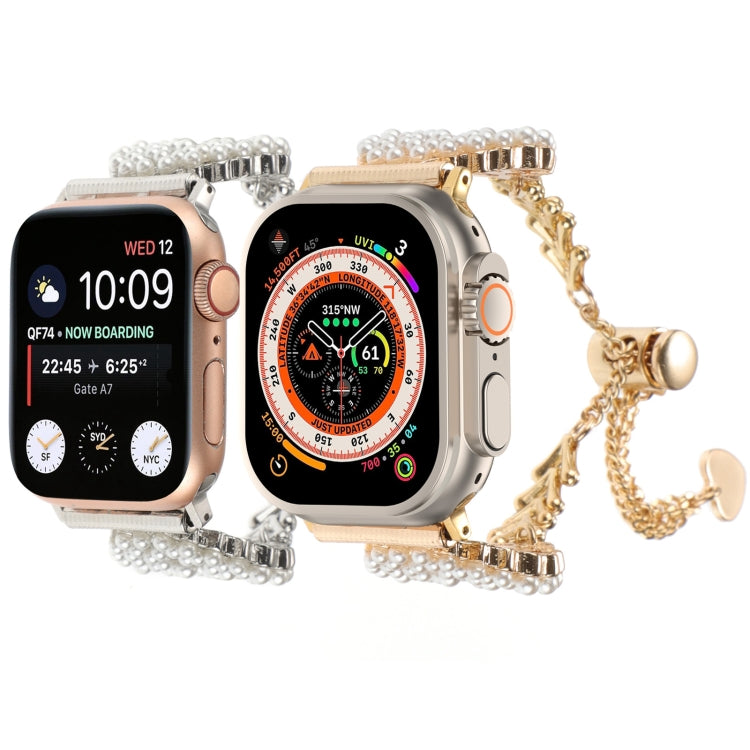 Cinturino per orologio in metallo con catena in lega di zinco rotonda perlata, For Apple Watch SE 2023 44mm, For Apple Watch SE 2023 40mm, For Apple Watch Ultra 2 49mm, For Apple Watch Series 9 45mm, For Apple Watch Series 9 41mm                       ...