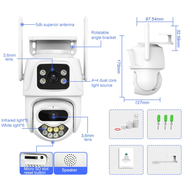 Tripla fotocamera WiFi 3MP con interfono vocale e visione notturn