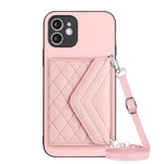 Custodia per telefono RFID con struttura rombica e cordino lungo, For iPhone 12 mini, For iPhone 11 Pro Max, For iPhone 11, For iPhone 11 Pro