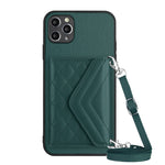 Custodia per telefono RFID con struttura rombica e cordino lungo, For iPhone 12 mini, For iPhone 11 Pro Max, For iPhone 11, For iPhone 11 Pro