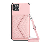 Custodia per telefono RFID con struttura rombica e cordino lungo, For iPhone 12 mini, For iPhone 11 Pro Max, For iPhone 11, For iPhone 11 Pro