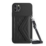 Custodia per telefono RFID con struttura rombica e cordino lungo, For iPhone 12 mini, For iPhone 11 Pro Max, For iPhone 11, For iPhone 11 Pro