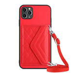 Custodia per telefono RFID con struttura rombica e cordino lungo, For iPhone 12 mini, For iPhone 11 Pro Max, For iPhone 11, For iPhone 11 Pro