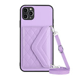 Custodia per telefono RFID con struttura rombica e cordino lungo, For iPhone 12 mini, For iPhone 11 Pro Max, For iPhone 11, For iPhone 11 Pro