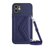 Custodia per telefono RFID con struttura rombica e cordino lungo, For iPhone 13 mini, For iPhone 12, For iPhone 12 Pro Max, For iPhone 12 Pro