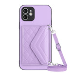 Custodia per telefono RFID con struttura rombica e cordino lungo, For iPhone 13 mini, For iPhone 12, For iPhone 12 Pro Max, For iPhone 12 Pro