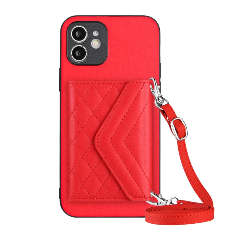 Custodia per telefono RFID con struttura rombica e cordino lungo, For iPhone 12 mini, For iPhone 11 Pro Max, For iPhone 11, For iPhone 11 Pro