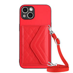 Custodia per telefono RFID con struttura rombica e cordino lungo, For iPhone 13 mini, For iPhone 12, For iPhone 12 Pro Max, For iPhone 12 Pro
