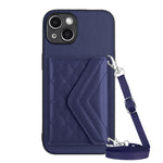 Custodia per telefono RFID con struttura rombica e cordino lungo, For iPhone 14 Plus, For iPhone 14, For iPhone 14 Pro, For iPhone 14 Pro Max