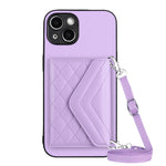 Custodia per telefono RFID con struttura rombica e cordino lungo, For iPhone 14 Plus, For iPhone 14, For iPhone 14 Pro, For iPhone 14 Pro Max