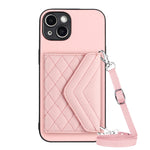 Custodia per telefono RFID con struttura rombica e cordino lungo, For iPhone 14 Plus, For iPhone 14, For iPhone 14 Pro, For iPhone 14 Pro Max