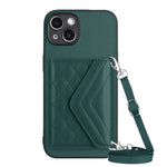 Custodia per telefono RFID con struttura rombica e cordino lungo, For iPhone 14 Plus, For iPhone 14, For iPhone 14 Pro, For iPhone 14 Pro Max