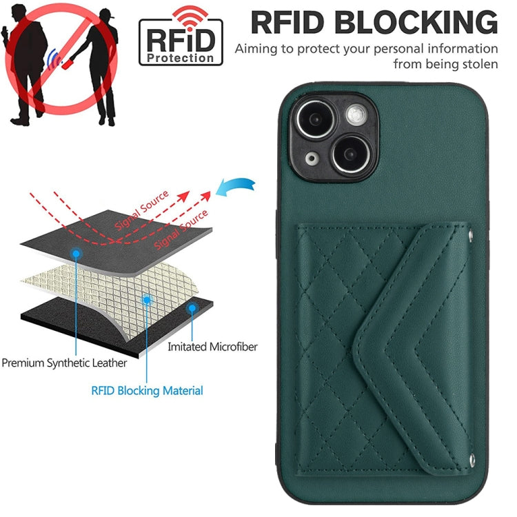 Custodia per telefono RFID con struttura rombica e cordino lungo, For iPhone 14 Plus, For iPhone 14, For iPhone 14 Pro, For iPhone 14 Pro Max