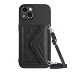 Custodia per telefono RFID con struttura rombica e cordino lungo, For iPhone 14 Plus, For iPhone 14, For iPhone 14 Pro, For iPhone 14 Pro Max