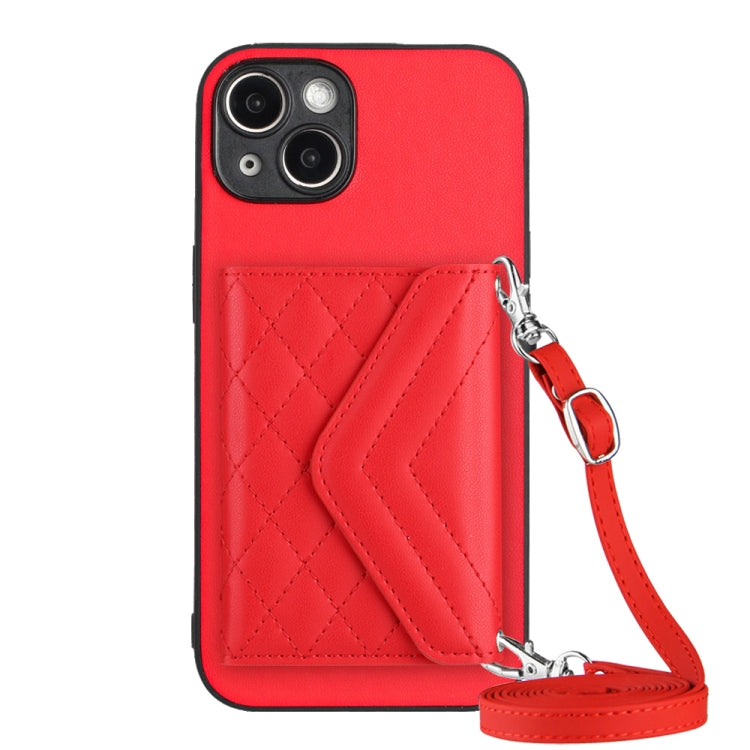 Custodia per telefono RFID con struttura rombica e cordino lungo, For iPhone 14 Plus, For iPhone 14, For iPhone 14 Pro, For iPhone 14 Pro Max