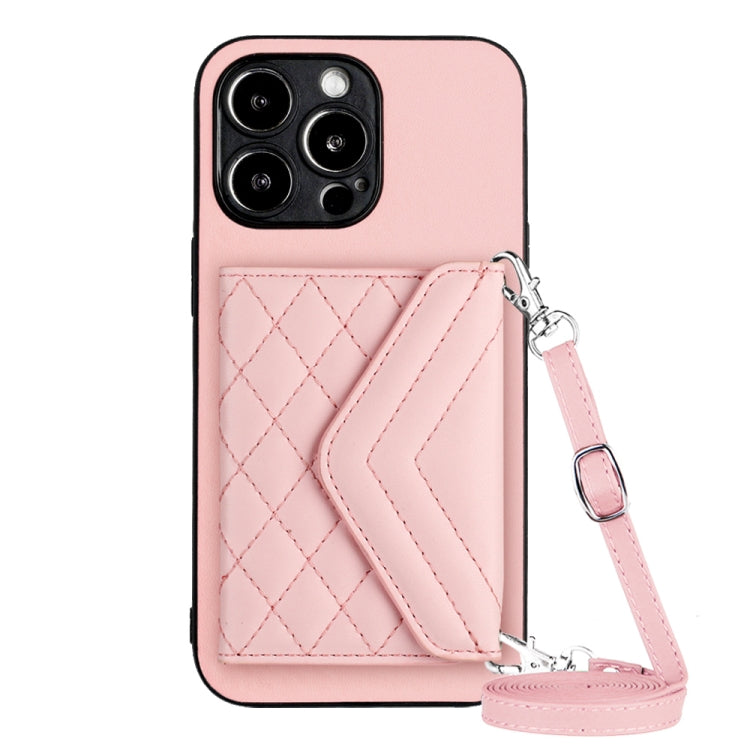 Custodia per telefono RFID con struttura rombica e cordino lungo, For iPhone 14 Plus, For iPhone 14, For iPhone 14 Pro, For iPhone 14 Pro Max