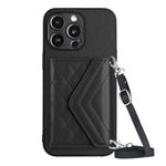 Custodia per telefono RFID con struttura rombica e cordino lungo, For iPhone 14 Plus, For iPhone 14, For iPhone 14 Pro, For iPhone 14 Pro Max