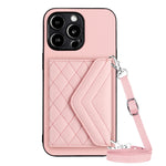 Custodia per telefono RFID con struttura rombica e cordino lungo, For iPhone 14 Plus, For iPhone 14, For iPhone 14 Pro, For iPhone 14 Pro Max