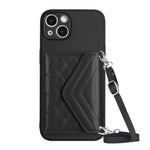 Custodia per telefono RFID con struttura rombica e cordino lungo, For iPhone 15 Pro Max, For iPhone 15 Pro, For iPhone 15 Plus, For iPhone 15