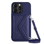Custodia per telefono RFID con struttura rombica e cordino lungo, For iPhone 15 Pro Max, For iPhone 15 Pro, For iPhone 15 Plus, For iPhone 15