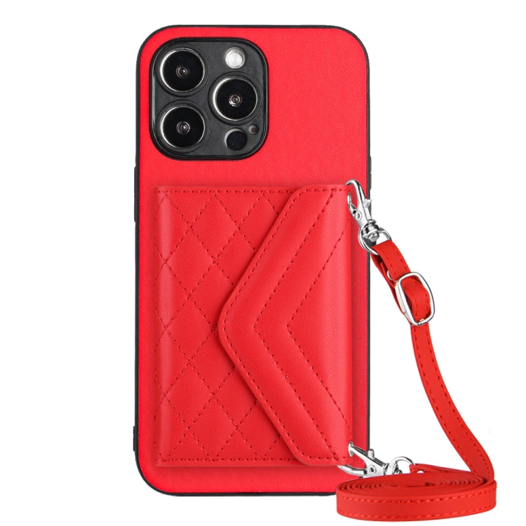 Custodia per telefono RFID con struttura rombica e cordino lungo, For iPhone 15 Pro Max, For iPhone 15 Pro, For iPhone 15 Plus, For iPhone 15