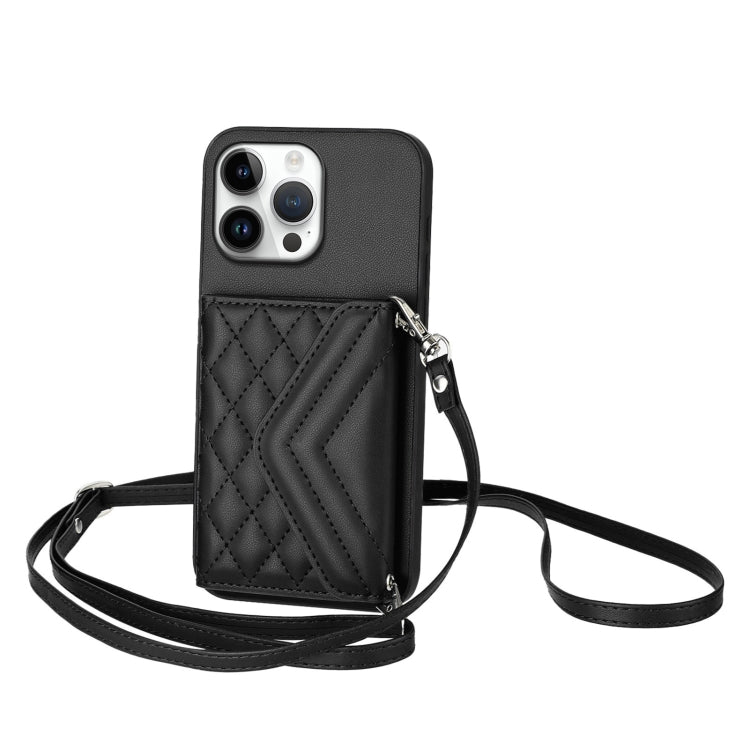 Custodia per telefono RFID con struttura rombica e cordino lungo, For iPhone 16 Pro Max, For iPhone 16 Pro, For iPhone 16 Plus, For iPhone 16