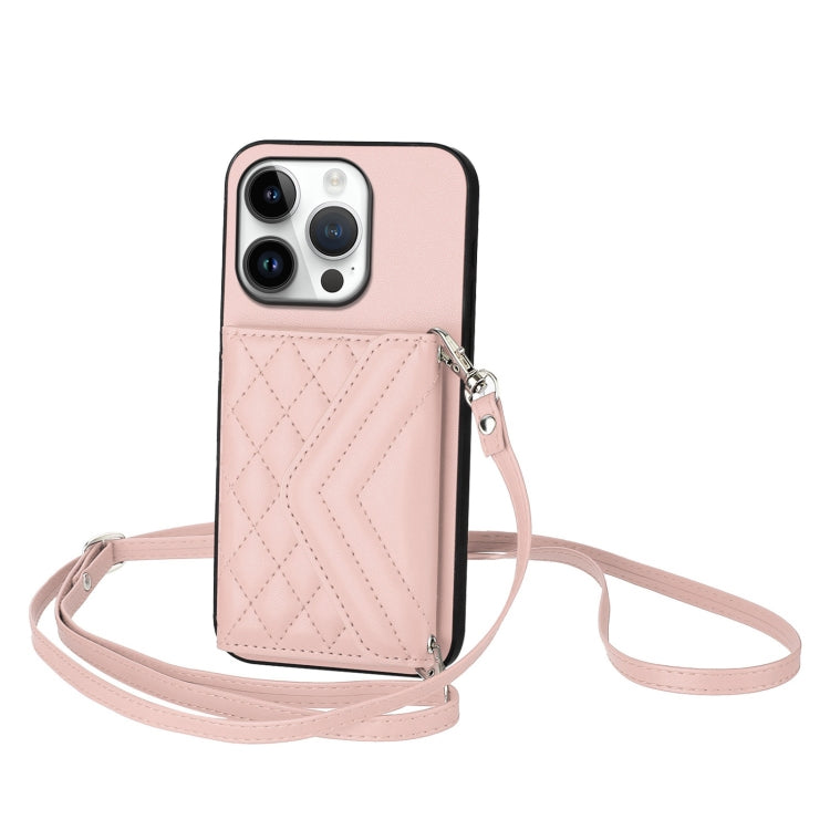 Custodia per telefono RFID con struttura rombica e cordino lungo, For iPhone 16 Pro Max, For iPhone 16 Pro, For iPhone 16 Plus, For iPhone 16