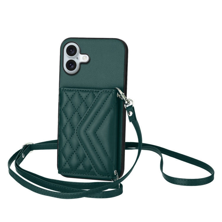 Custodia per telefono RFID con struttura rombica e cordino lungo, For iPhone 16 Pro Max, For iPhone 16 Pro, For iPhone 16 Plus, For iPhone 16