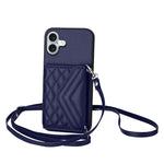 Custodia per telefono RFID con struttura rombica e cordino lungo, For iPhone 16 Pro Max, For iPhone 16 Pro, For iPhone 16 Plus, For iPhone 16