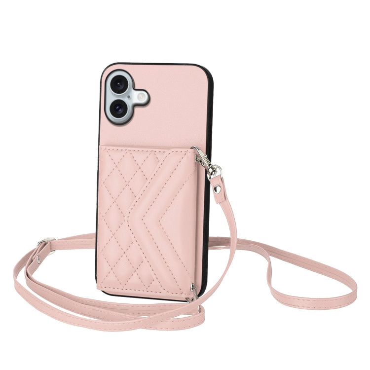 Custodia per telefono RFID con struttura rombica e cordino lungo, For iPhone 16 Pro Max, For iPhone 16 Pro, For iPhone 16 Plus, For iPhone 16
