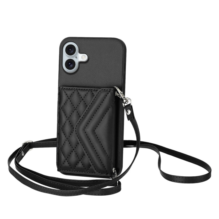 Custodia per telefono RFID con struttura rombica e cordino lungo, For iPhone 16 Pro Max, For iPhone 16 Pro, For iPhone 16 Plus, For iPhone 16