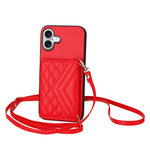 Custodia per telefono RFID con struttura rombica e cordino lungo, For iPhone 16 Pro Max, For iPhone 16 Pro, For iPhone 16 Plus, For iPhone 16