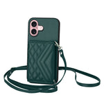 Custodia per telefono RFID con struttura rombica e cordino lungo, For iPhone 16 Pro Max, For iPhone 16 Pro, For iPhone 16 Plus, For iPhone 16