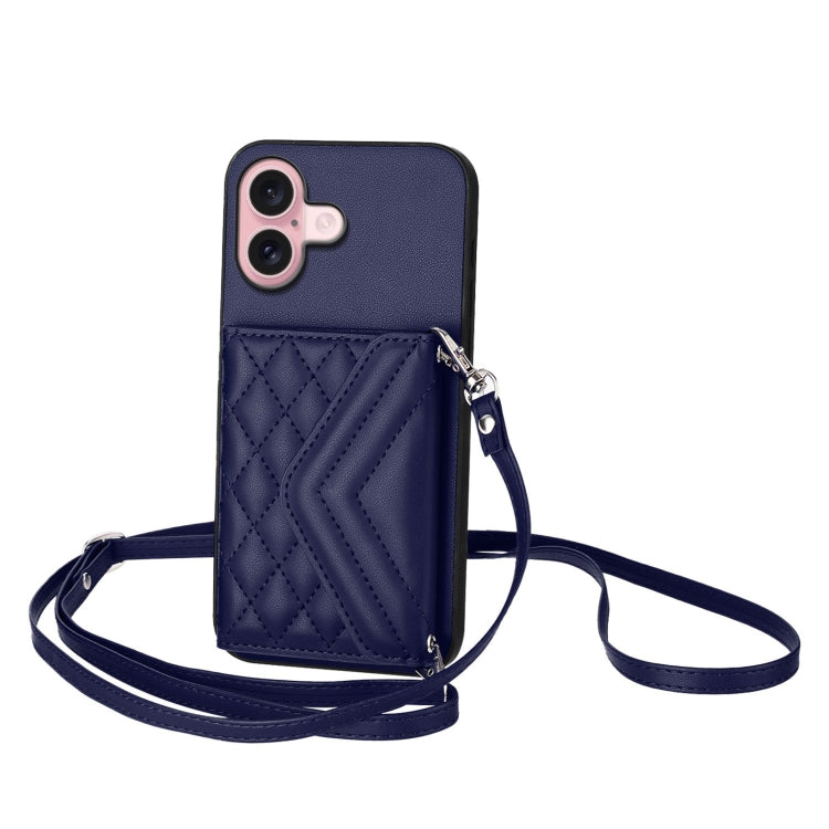 Custodia per telefono RFID con struttura rombica e cordino lungo, For iPhone 16 Pro Max, For iPhone 16 Pro, For iPhone 16 Plus, For iPhone 16