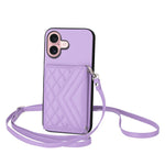 Custodia per telefono RFID con struttura rombica e cordino lungo, For iPhone 16 Pro Max, For iPhone 16 Pro, For iPhone 16 Plus, For iPhone 16