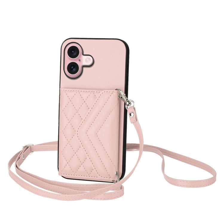 Custodia per telefono RFID con struttura rombica e cordino lungo, For iPhone 16 Pro Max, For iPhone 16 Pro, For iPhone 16 Plus, For iPhone 16