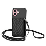 Custodia per telefono RFID con struttura rombica e cordino lungo, For iPhone 16 Pro Max, For iPhone 16 Pro, For iPhone 16 Plus, For iPhone 16
