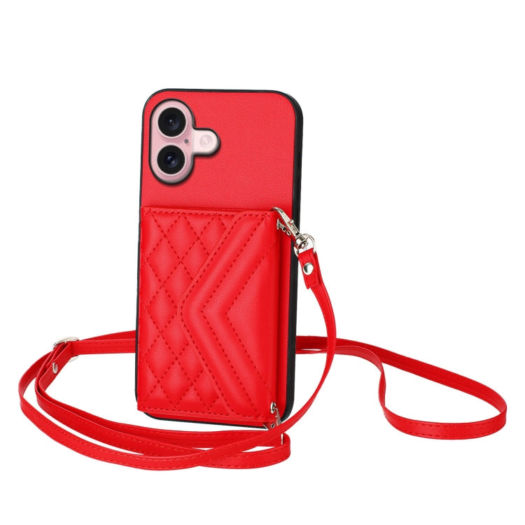 Custodia per telefono RFID con struttura rombica e cordino lungo, For iPhone 16 Pro Max, For iPhone 16 Pro, For iPhone 16 Plus, For iPhone 16