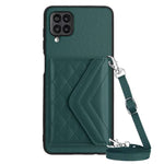 Custodia per telefono RFID con struttura rombica e cordino lungo, For Samsung Galaxy S21 FE, For Samsung Galaxy A52, For Samsung Galaxy A12