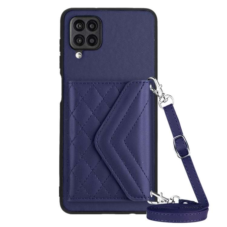 Custodia per telefono RFID con struttura rombica e cordino lungo, For Samsung Galaxy S21 FE, For Samsung Galaxy A52, For Samsung Galaxy A12
