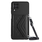 Custodia per telefono RFID con struttura rombica e cordino lungo, For Samsung Galaxy S21 FE, For Samsung Galaxy A52, For Samsung Galaxy A12