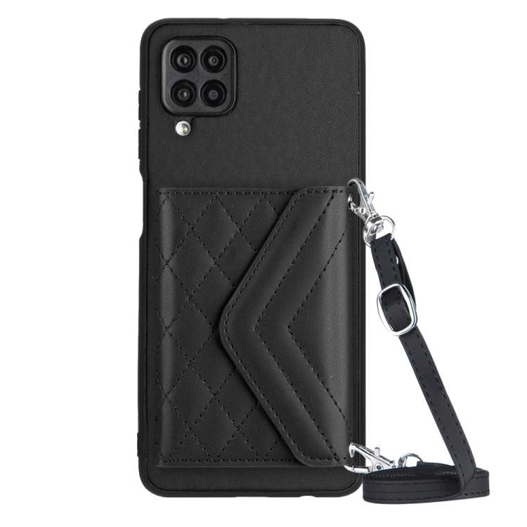 Custodia per telefono RFID con struttura rombica e cordino lungo, For Samsung Galaxy S21 FE, For Samsung Galaxy A52, For Samsung Galaxy A12
