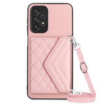 Custodia per telefono RFID con struttura rombica e cordino lungo, For Samsung Galaxy S21 FE, For Samsung Galaxy A52, For Samsung Galaxy A12